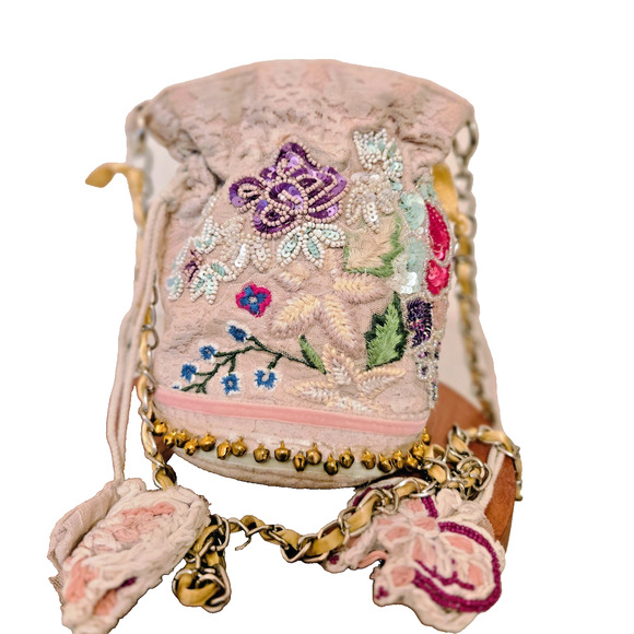 Antica Sartoria Positano Boho Round Beaded Bag Purse Bells - Picture 13 of 14